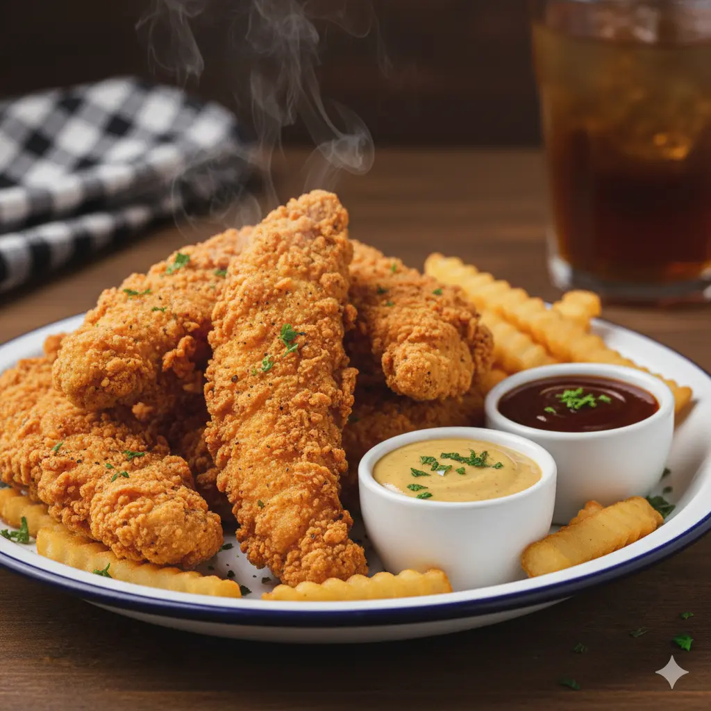 Crispy fried chicken tenders at Foothills Foods in Calgary, AB