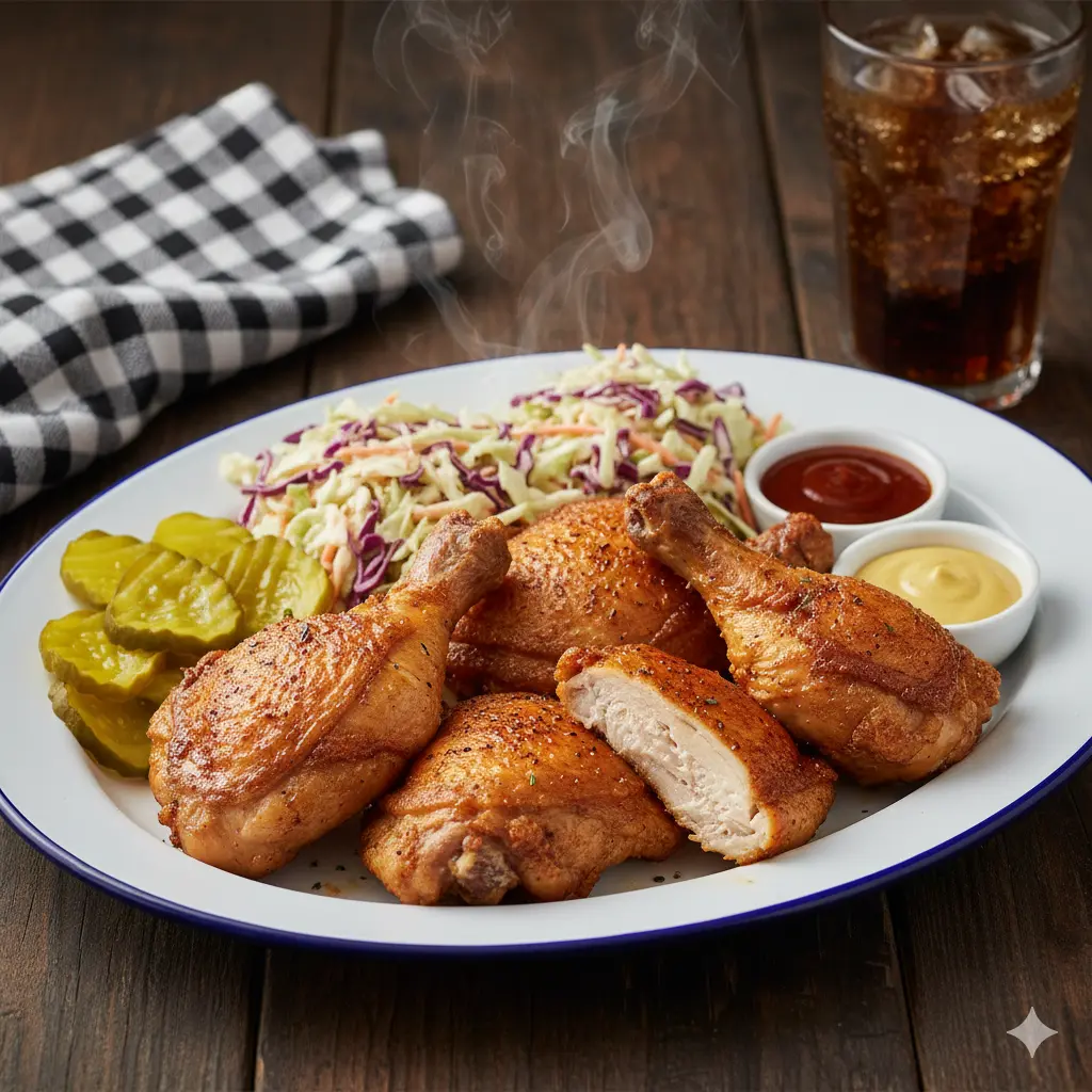 ZFC feast with chicken thighs and sides at Foothills Foods in Calgary, AB